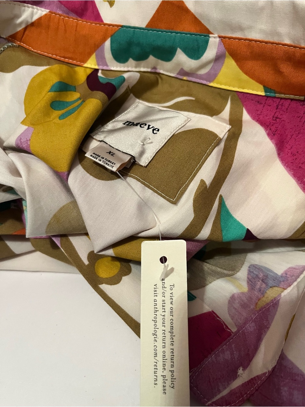 NWT Anthropologie size XL The Bettina tiered shirt dress in multi colors - Picture 7 of 11